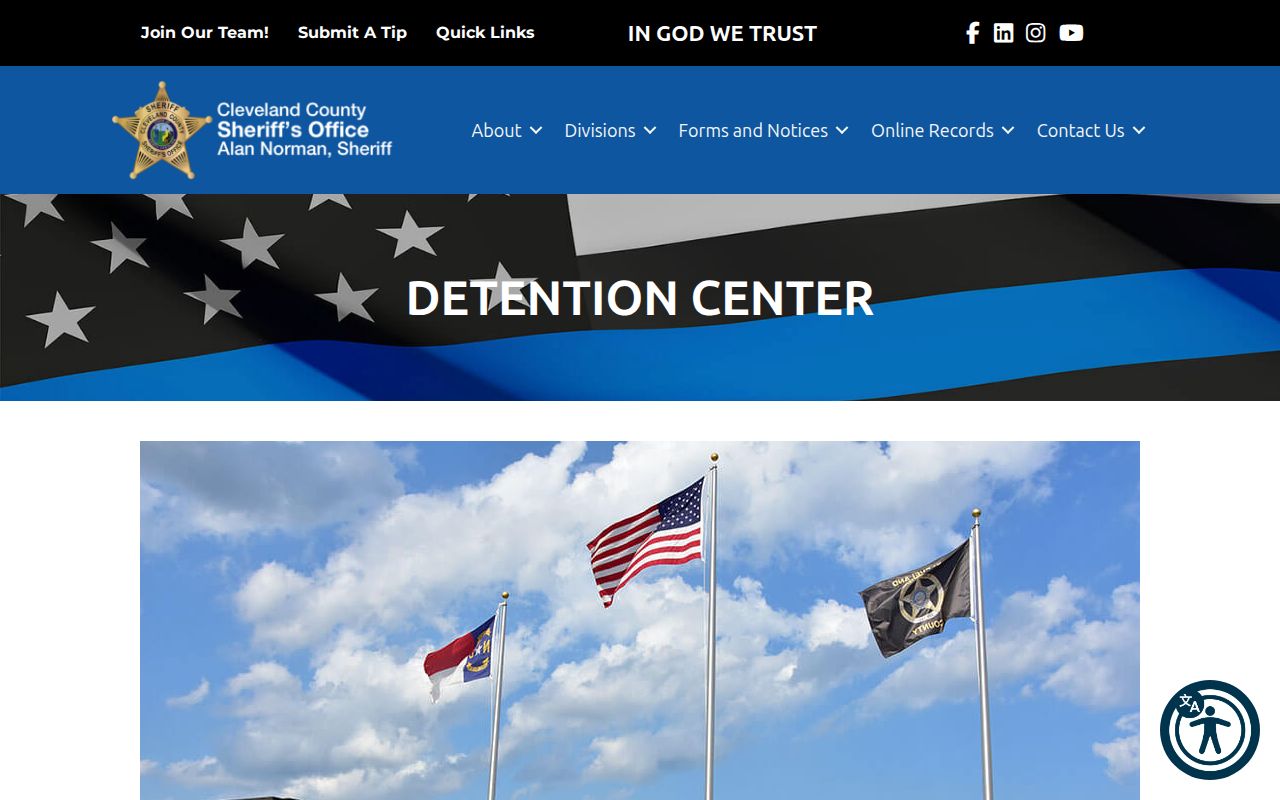 Cleveland County detention facilities arrest custody page