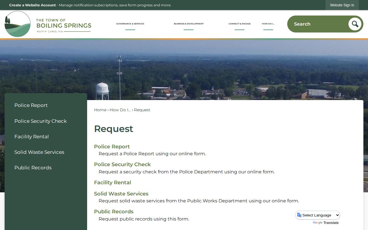 Official Boiling Springs report and public records request hub